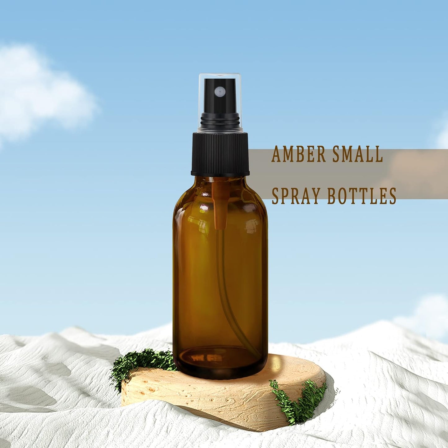 4 pcs Amber Glass Spray Bottles 2oz, Empty Small Spray Bottle Fine Mist Refillable Sprayer with Funnel Labels Droppers,Mini Travel Bottle for Essential Oils,Hair and Cleaning Solutions