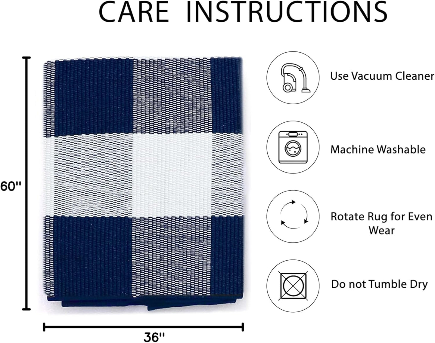 IOHOUZE Buffalo Plaid Checkered Rug 3x5 Ft Front Door Mats, Washable Area Rugs for Front Porch Decor, Spring Summer Welcome Mats Outdoor, Navy White Rug for Farmhouse/Entryway/Home Entrance