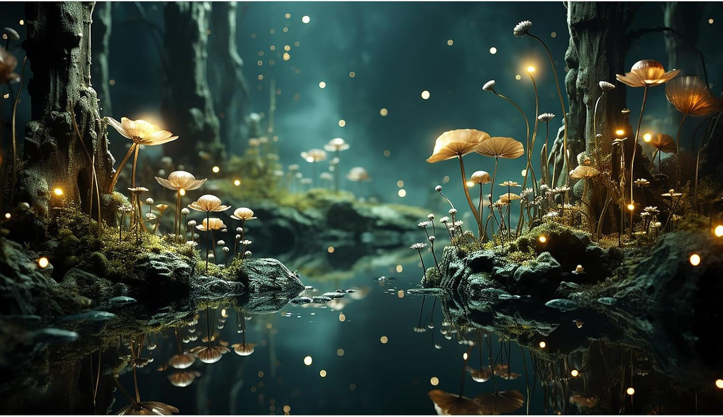 Fantasy Aquarium Background Rock Flowers Tranquil Water Scene Terrarium Backdrop Fantasy Lights Fish Tank Background Reptile Habitat Backdrop Aquarium Poster Wallpaper Decor Vinyl 36x24in