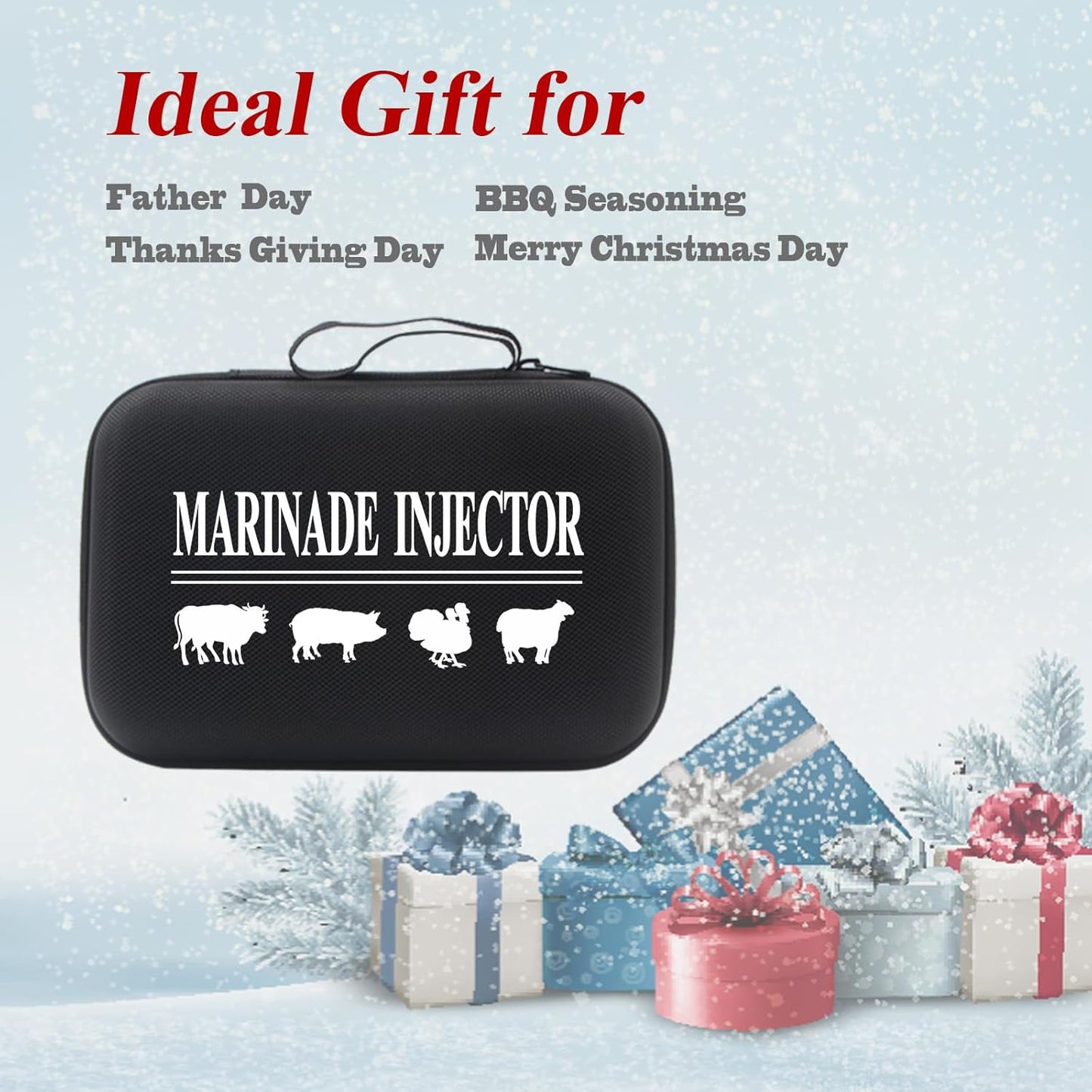 Meat Injector,Turkey Seasoning Injection Kit with 3 Professional Marinade Injector Needles for Grill Smoker BBQ Brisket; Include User Manual, E-Book - Storage Case