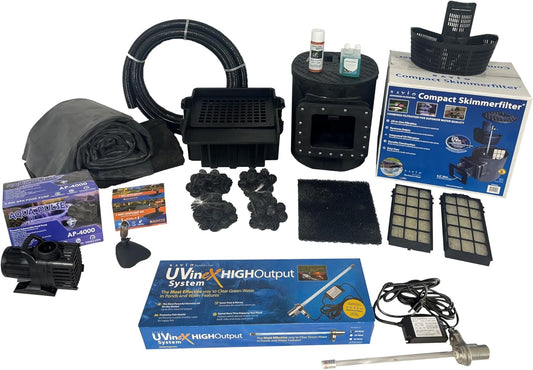 HALF OFF PONDS Savio Select 4,000 GPH Submersible Pump Pond Kit with 20' x 25' EPDM Rubber Pond Liner, UV Clarifier for Water Garden & Koi Pond