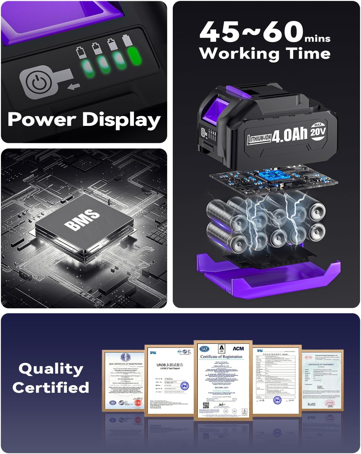Weed Wacker Cordless, GearBrushless™, 3-in-1 Edger/Mower/Trimmer with Blade, 20V Battery Powered, 60 Min Runtime (with One Battery)