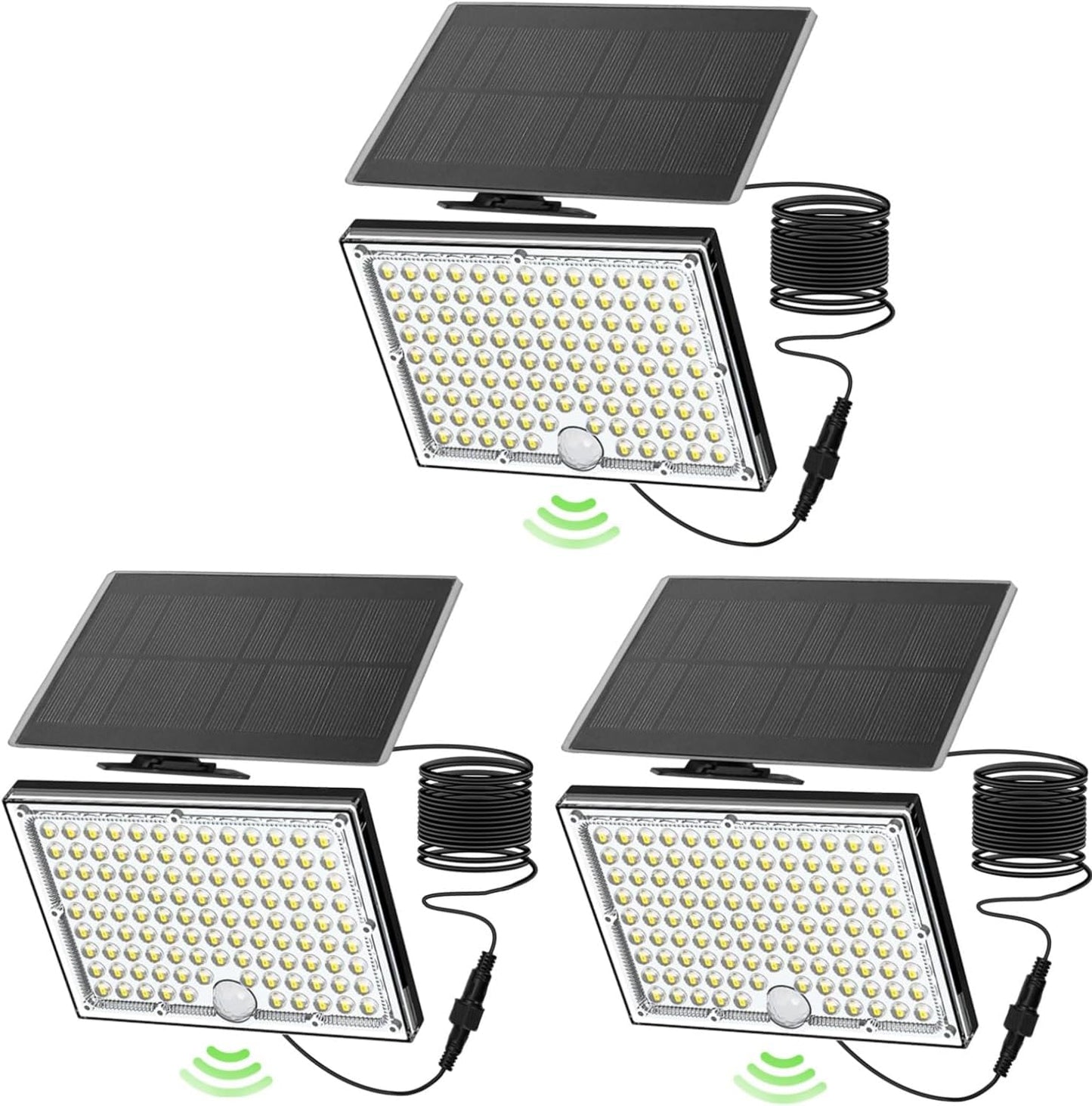 Outdoor Solar Lights,113 Powerful LED Lenses with 9000k Cool White Light, Solar Security Lights Indoor 5 Meters Long Wire, Works Upto 24 HR on Mode 3, Comes with 2 Year Warranty.
