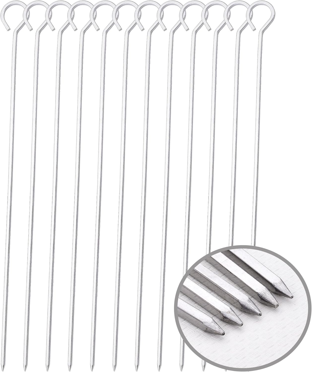 10 inch Barbecue Skewers, HONSHEN Metal BBQ Sticks,12Pack Stainless Steel Square Skewer,Kebob,kabob Sets for Grill Outings Cooking (BBQ Skewers Square 10inch-12p)