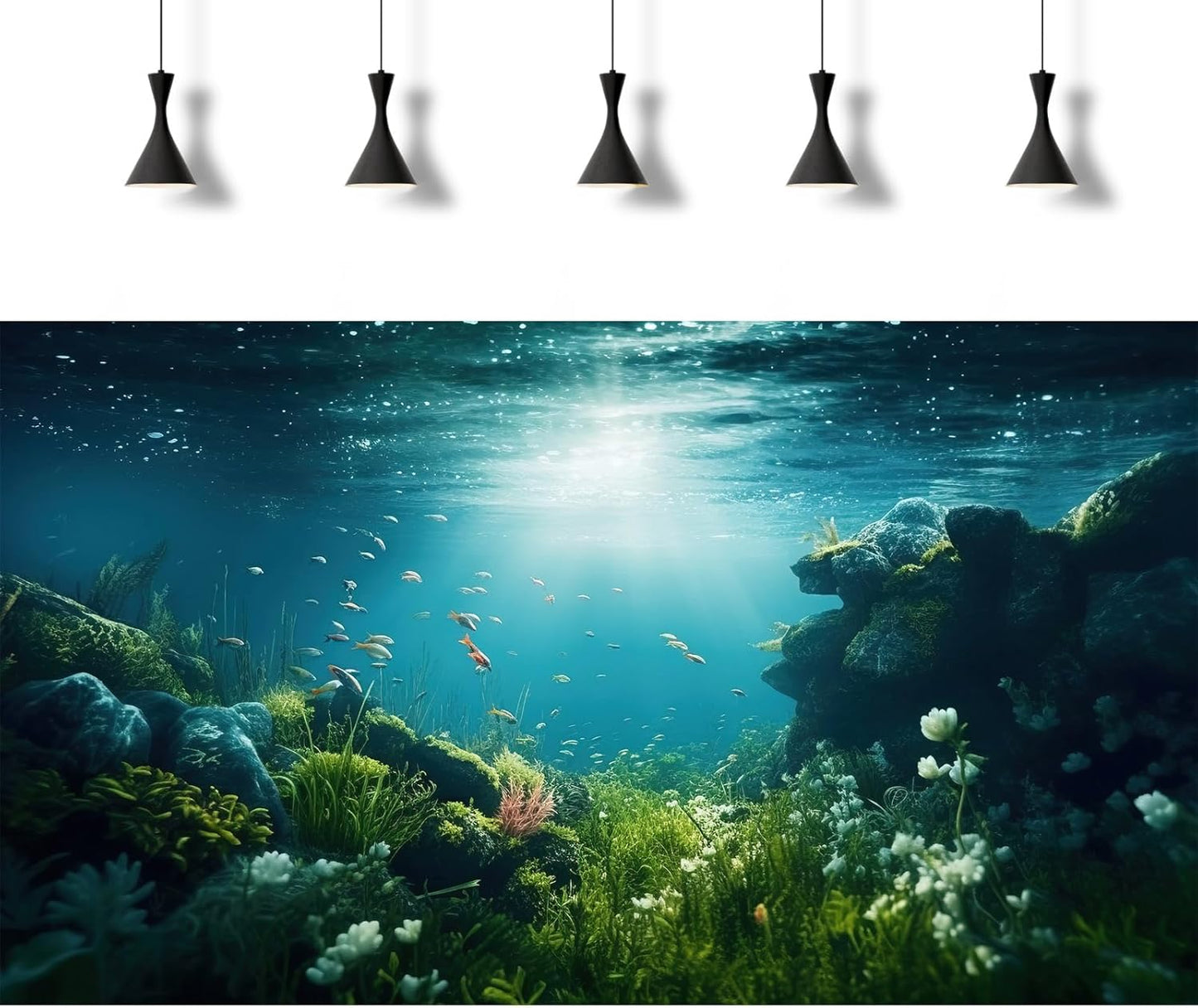 Underwater Aquarium Background Under The Sea Fish Tank Background Ocean Floor Green Aquatic Plants Aquarium Backgrounds Deep Sea Sunray Tropical Fish Aquarium Tank Backgrounds 48x24in