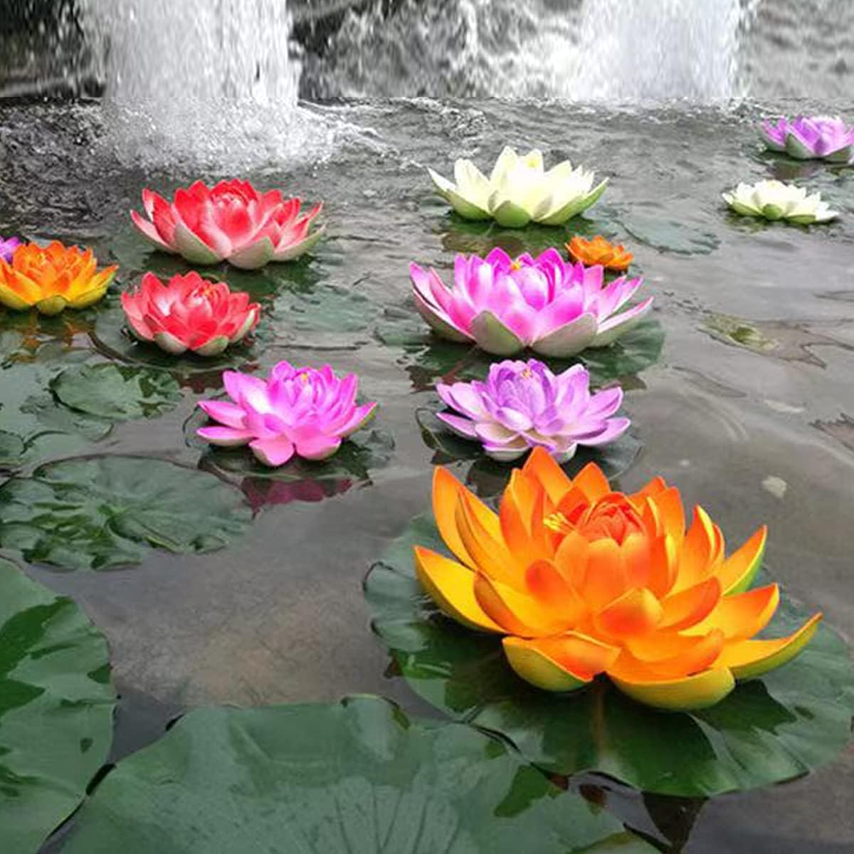 FZBNSRKO Artificial Lotus,4PCS 7.1" Inch Floating Foam Lotus Flowers for Pool,Realistic Water Lily Pads for Home Outdoor Patio Pond Wedding Party Decorations,Red