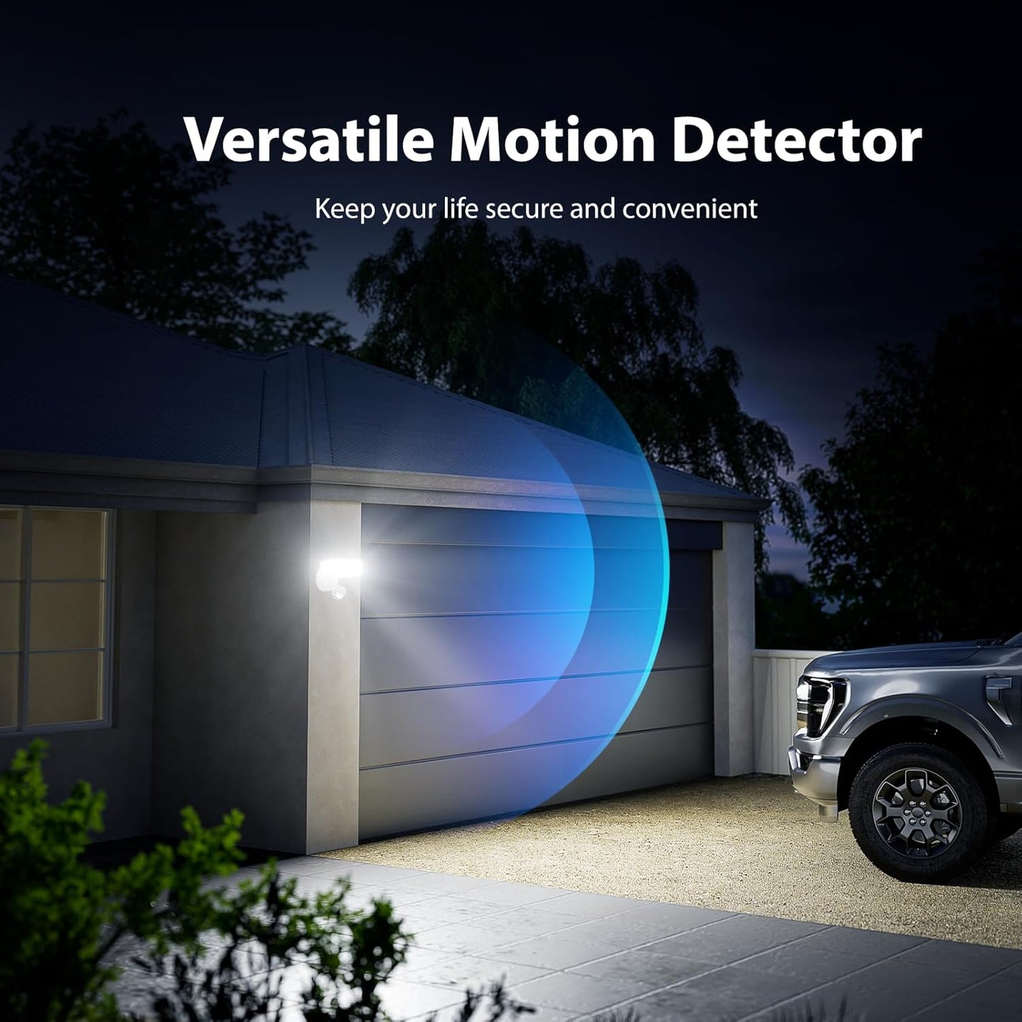 Onforu 3 Pack 65W LED Motion Sensor Outdoor Lights, Security Light Motion Outdoor Flood Light Fixture Detection Detector, 3 Adjustable Heads 6500LM 6500K IP65 Waterproof Exterior Garage Yard (White)