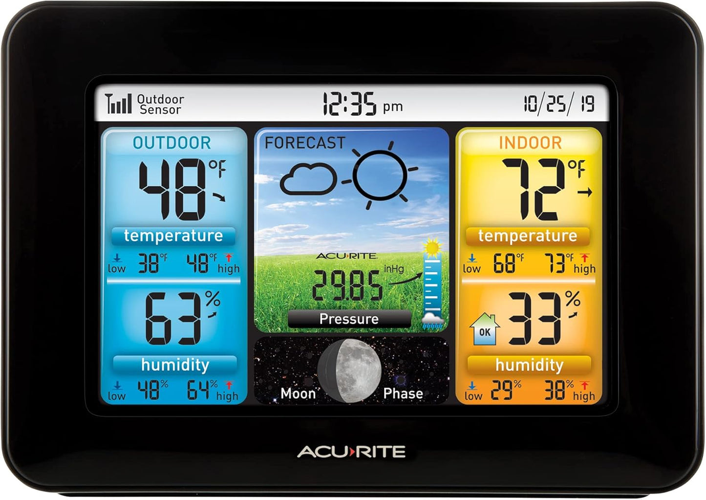 AcuRite Wireless Home Weather Station with Color Display, Indoor Outdoor Thermometer and Temperature Sensor (02077M)