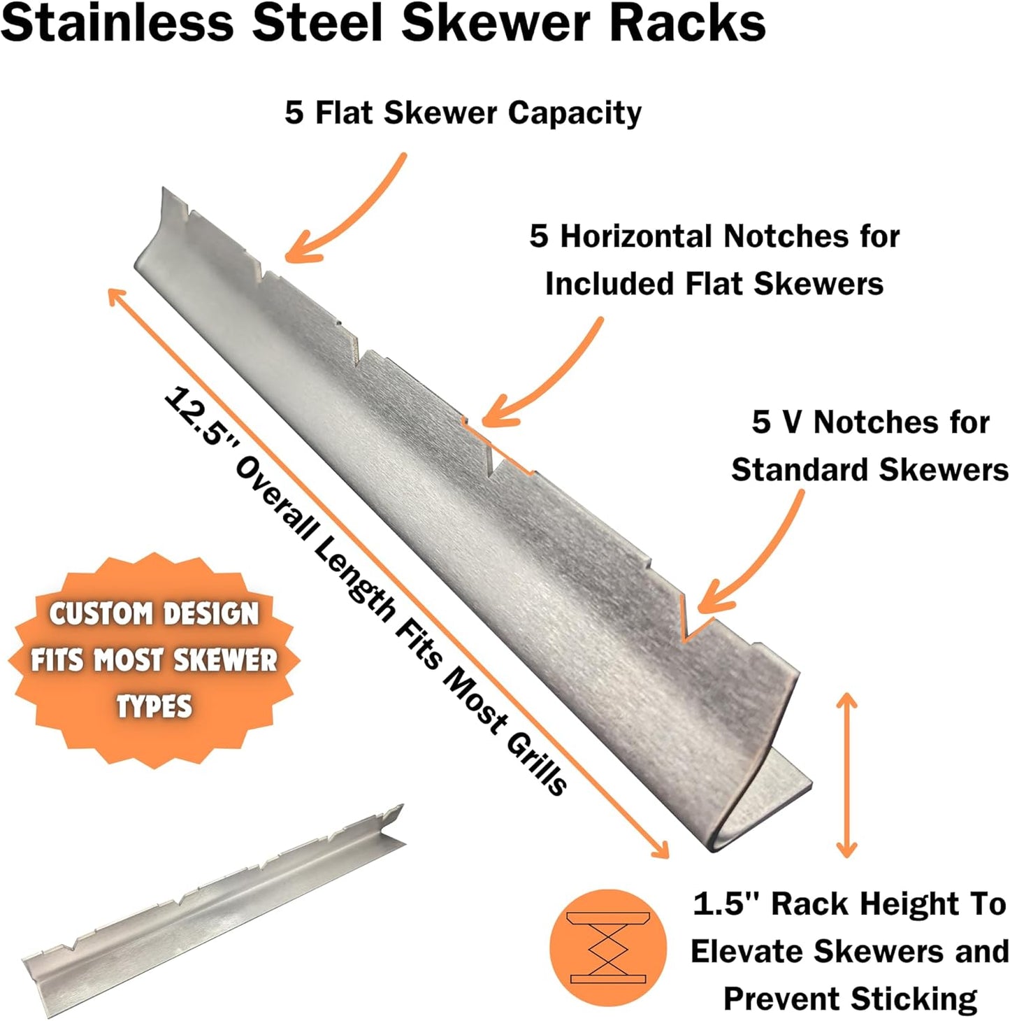 Stainless Steel Kebab Sword Grill Skewers, Holder Racks and Case Set - Great for Shish Kabob, BBQ, Kebobs, Churrasco, Picanha, Brazilian BBQ Sword Skewers, Roasting Sticks