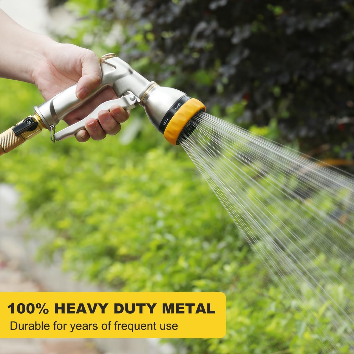 FANHAO Garden Hose Nozzle Sprayer, 100% Heavy Duty Metal Water Hose Sprayer with 7 Spray Patterns, High Pressure Spray Nozzle for Watering Plants & Lawns, Washing Cars & Pets