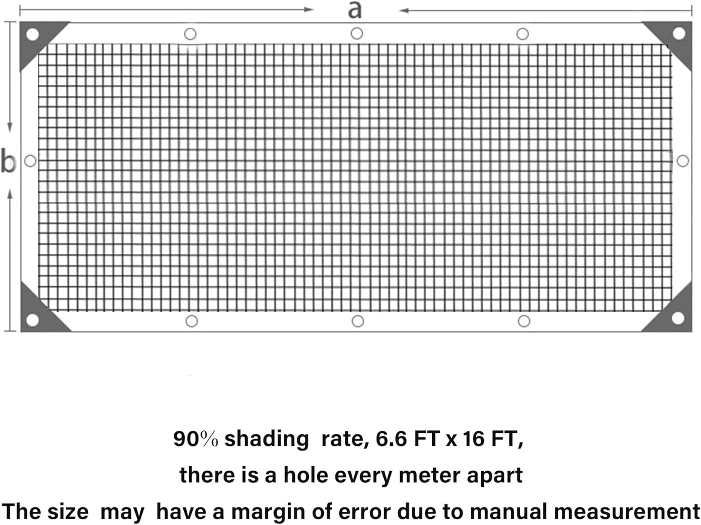 winemana 90% Shade Cloth, Dog Kennel Shade Cover, 6.6 x 16 FT Sturdy Durable Sunblock Shade Mesh Tarp with Grommets for Patio Plants Greenhouse Chicken Coop Porch