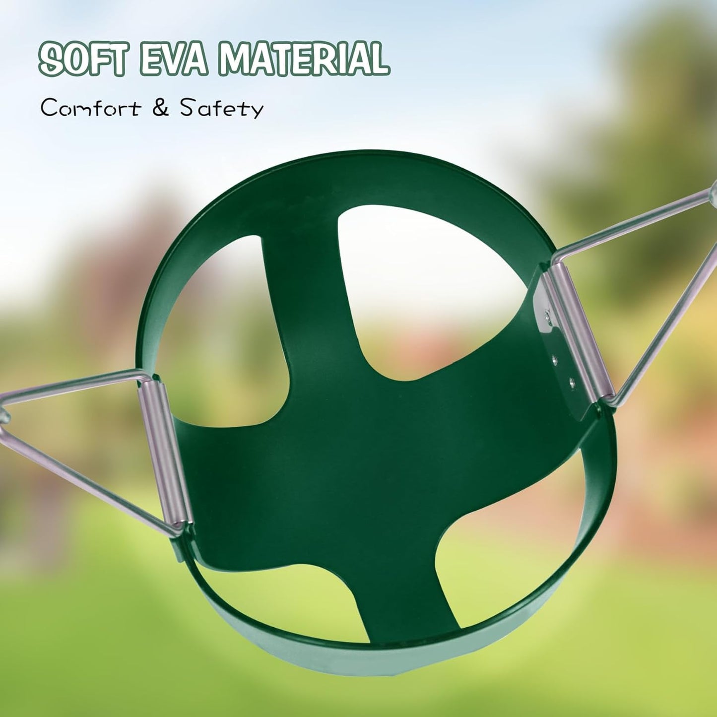 Heavy-Duty Toddler Swing with Coated Safety Chains-High Back Bucket Seat Includes Tree Straps,Hooks for Backyard, Playground,Outdoor Use (Green)