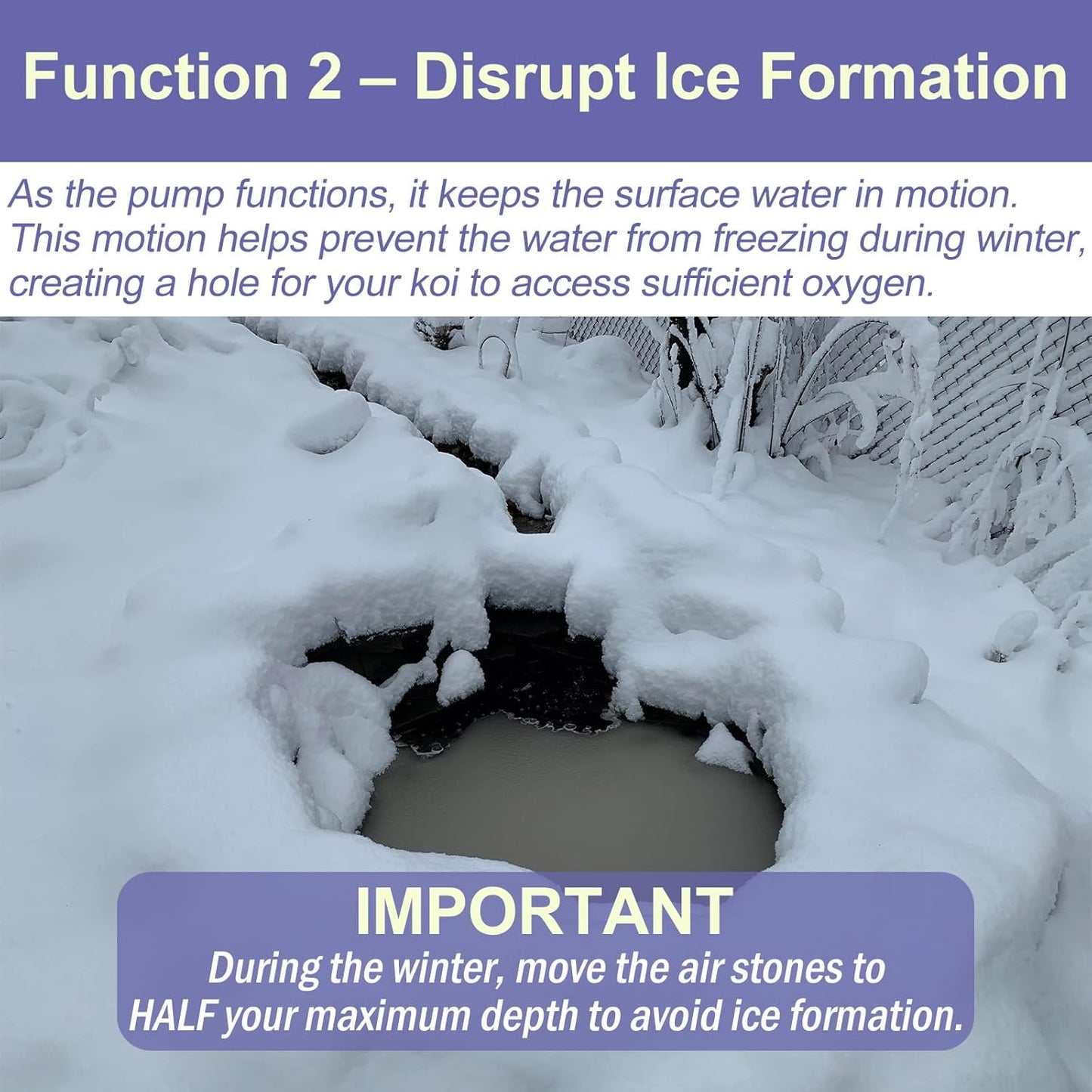 AquaMiracle Koi Pond Aerator Pond Air Pump with Self-Sinking Airline Rubber Air Diffuser, Air Flow Control Pond Deicer All-in-One Pond Aeration Kit for Outdoor Pond 10,000-15,000 Gallons