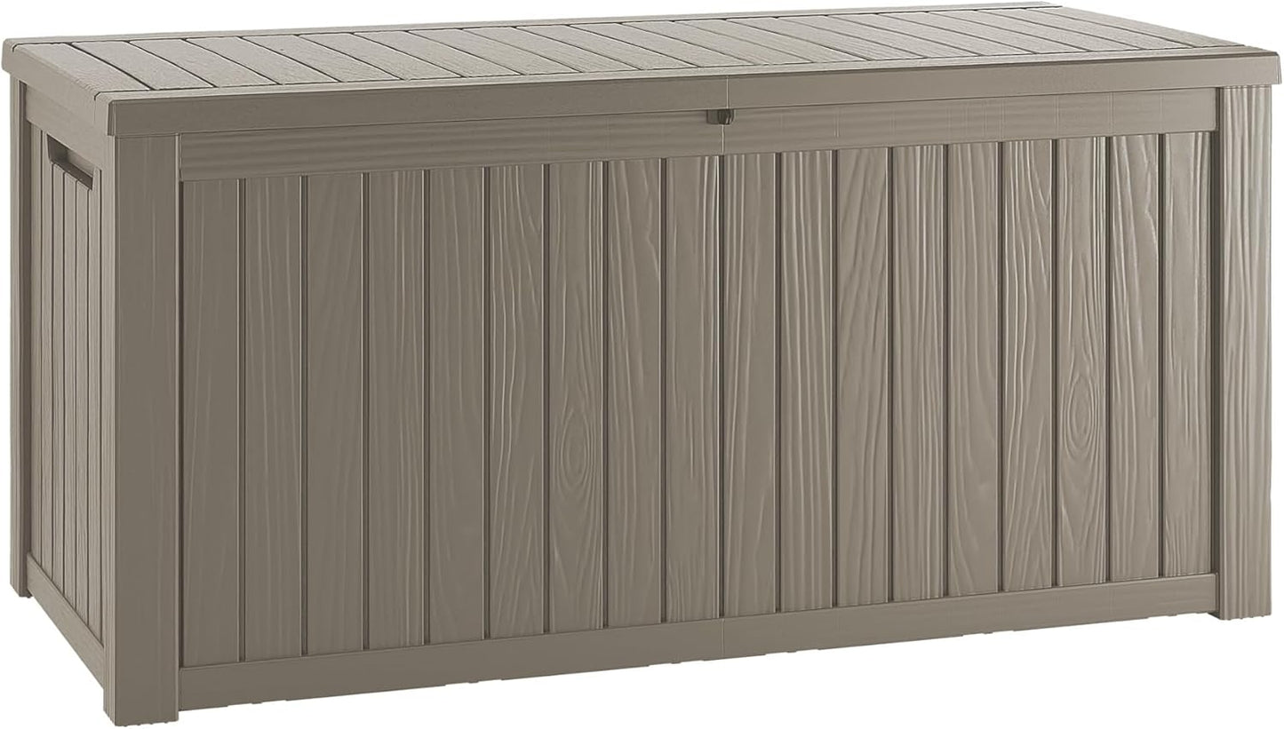 200 Gallon Lockable Resin Deck Box, Waterproof & UV-Resistant Outdoor Storage Box for Outdoor Cushion Storage, Garden Tools & Pool Accessories Storage, Gray