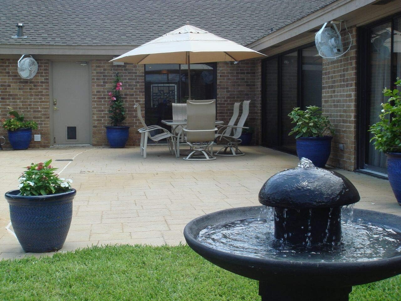 Misting Fan Kit with 2 Black Fan 20”, Mid Pressure Pump, Misting Rings, Nozzles, Nylon tubing, Filtration system & Manual, Connects to Any Outdoor Fans, Mister System for Lawn Patio Garden