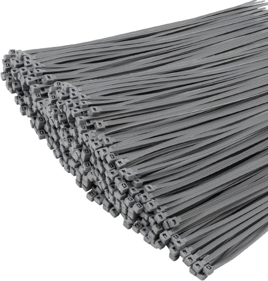 XINGO 1000 PCS Silver Zip Ties 12 Inch, 60 LBS Tensile Strength, Self-Locking Nylon Plastic Nylon PA66 Wire Ties for Indoor and Outdoor Use