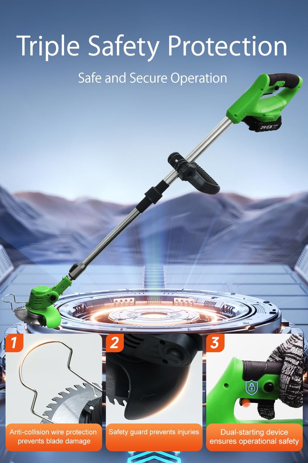 Cordless Weed Wacker,Electric Weed Eater,2 Batteries,Grass Trimmer Cordless,Weed Erimmer Green GCJ