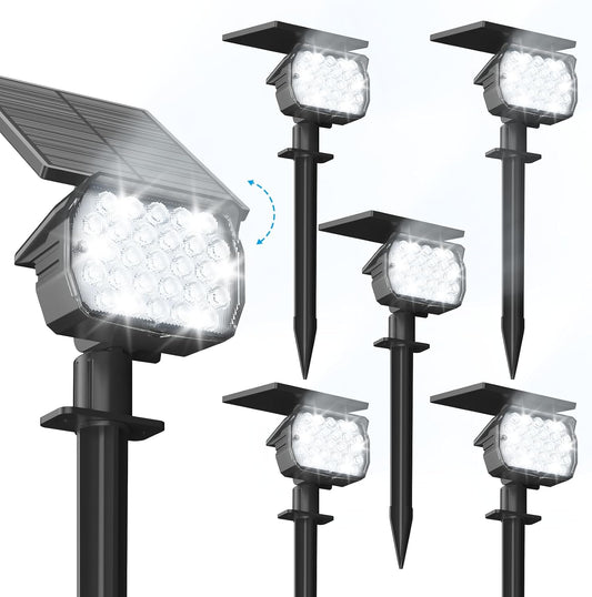 VOLISUN Solar Spotlight Outdoor, IP67 Waterproof Solar Landscape Spot Lights，Uplights for Yard Garden Pathway - 6 Pack (Cool White) 27 LED 3 Lighting Modes