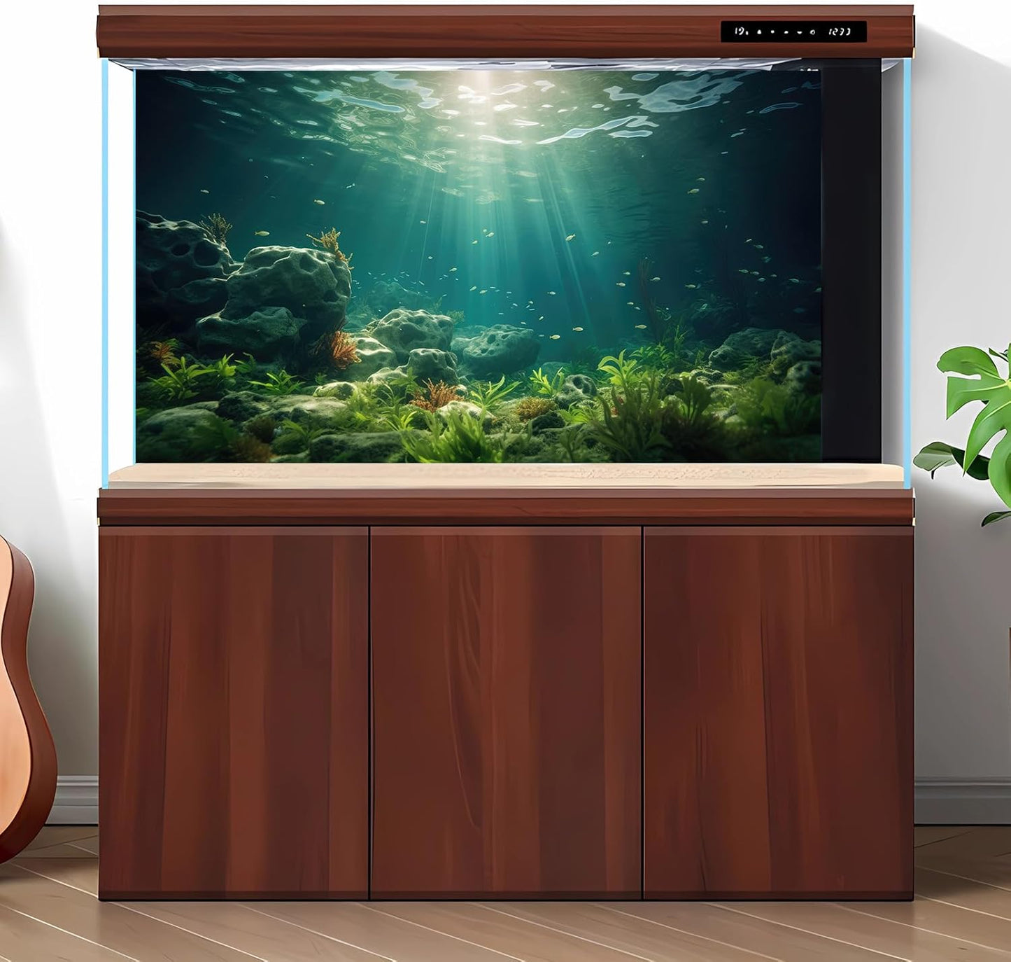 Under The Sea Aquarium Background Deep Sea Aquatic Plants Fish Tank Background Underwater Rock Sunray Terrarium Backgrounds Tropical Fish Deep Ocean Floor Fish Tank Backgrounds 60x24in