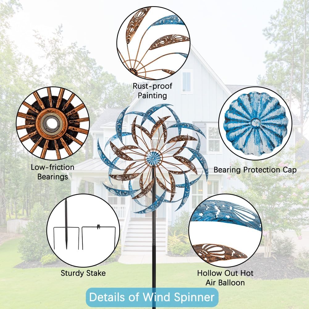 Stargarden Large Wind Spinners Outdoor, 23 Inch Kinetic Wind Spinner, Hollow-Out Metal Wind Sculptures & Spinners, Double-Side Windmill for Patio, Lawn, Garden Decor
