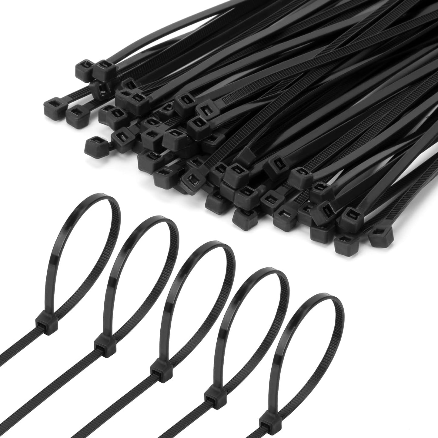 8 Inch Black Zip Tie 1000 PCS, 40 Lbs - Small to Medium Zip Tie, Nylon PA66 UV Resistant Cable Tie Heavy Duty for Indoor and Outdoor Use - Ideal for bundling and securing objects