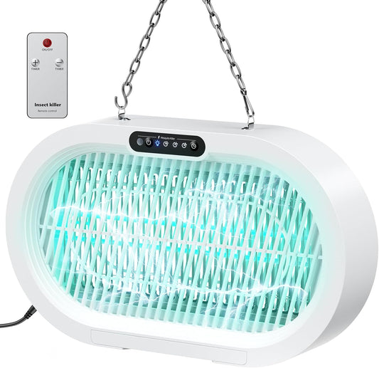 Minimoon Bug Zapper Indoor/Outdoor, High-Voltage Electric Mosquito Killer, Cold Cathode Fluorescent Light - 100,000H Lifespan, 14H Timer with Remote, Fly Trap Mosquito Zapper