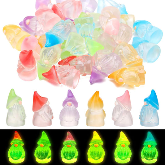 72 Pcs Luminous Mini Resin Gnomes, Tiny Gnomes Fairy Garden Statues Glow in The Dark Miniature Gnome Figurines Decor for Landscape, Outdoor, Patio, Yard, Lawn (6 Colors)