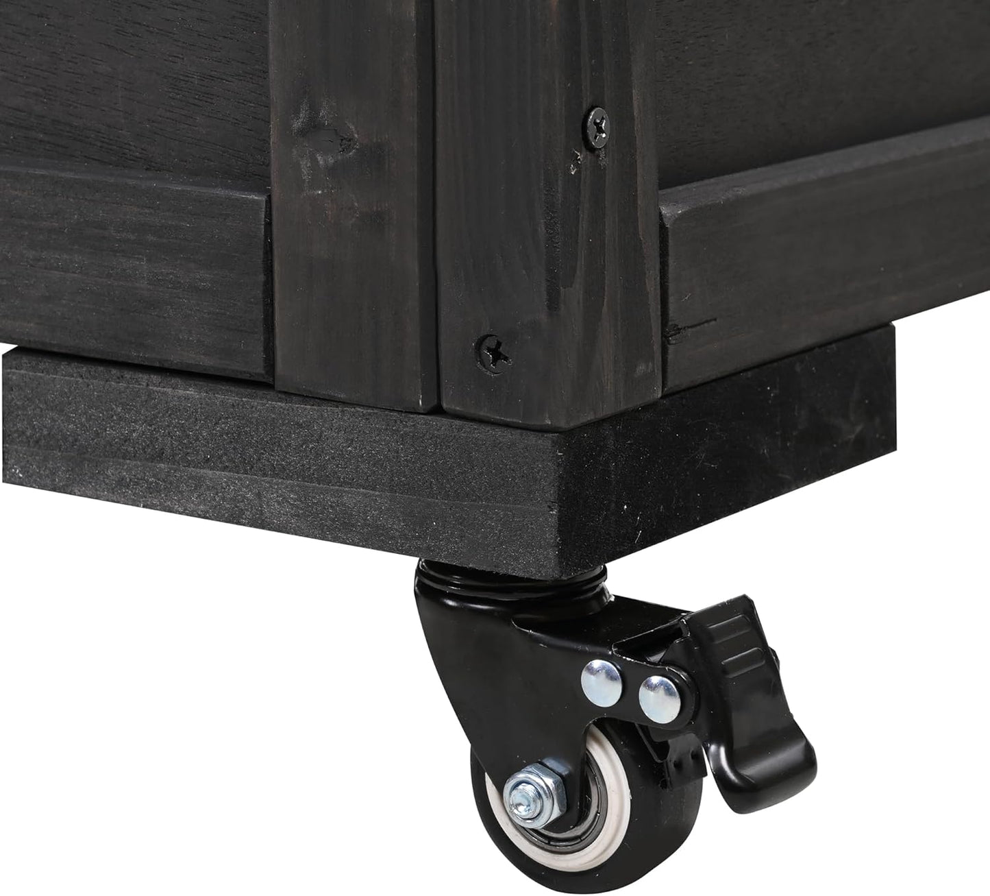 Portable Wooden Cold Frame Greenhouse with Wheels - 47" Mini Greenhouse with Adjustable Roof, Storage Box & Polycarbonate Panels - Plant Protector for Seedlings, Herbs & Winter Gardening (Black)