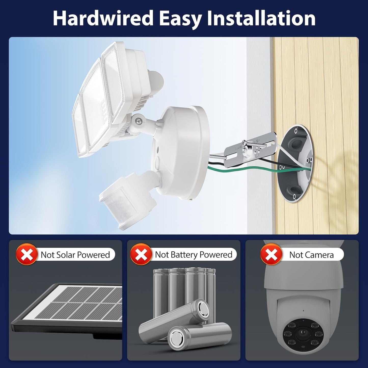 Onforu 65W LED Flood Light Motion Sensor Outdoor, 6500lm Security Light with Three Head, IP65 Waterproof Exterior Floodlight, 6500k Wall Light for Entryways Stairs Yard Garage