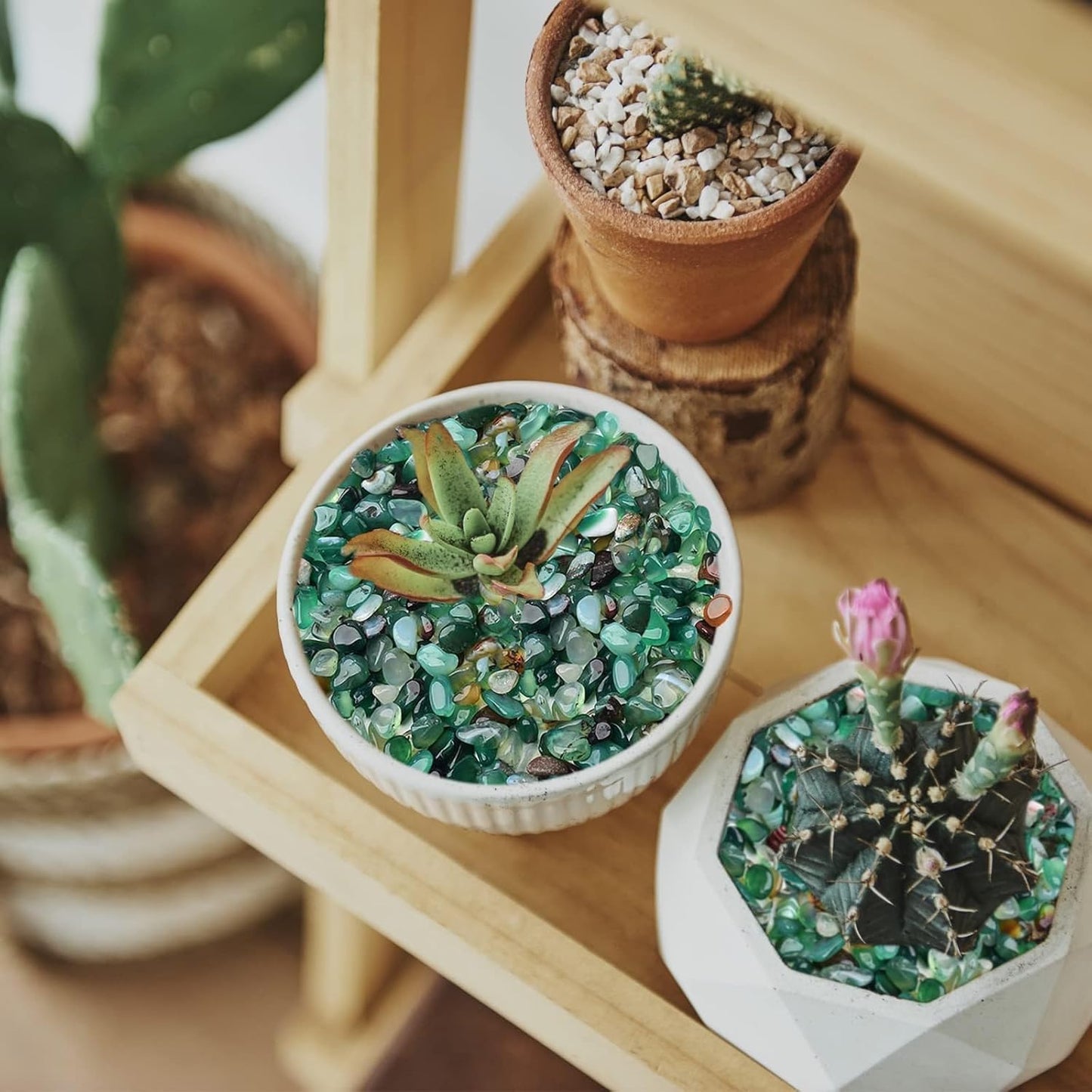 Halatool 4LB Green Aquarium Gravel for Fish Tank 0.35"- 0.6" Natural Landscaping Pebbles for Decorations Small Succulent Rocks for Indoor Outdoor Plants DIY Crafts & Vase Filler