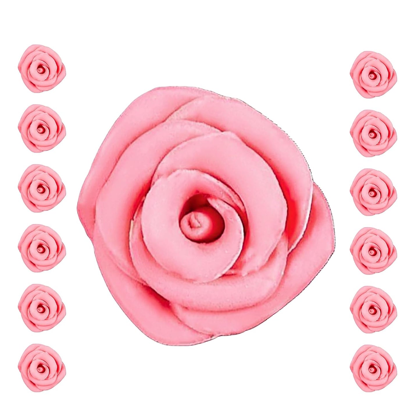 Confect Edible Rose Topper- French Rose Toppers – Pack of 12 Pink French Roses for Cakes, Cupcakes & Donuts – Vegan, Dairy-Free, Palm Oil-Free – Elegant Floral Decorations for Baking
