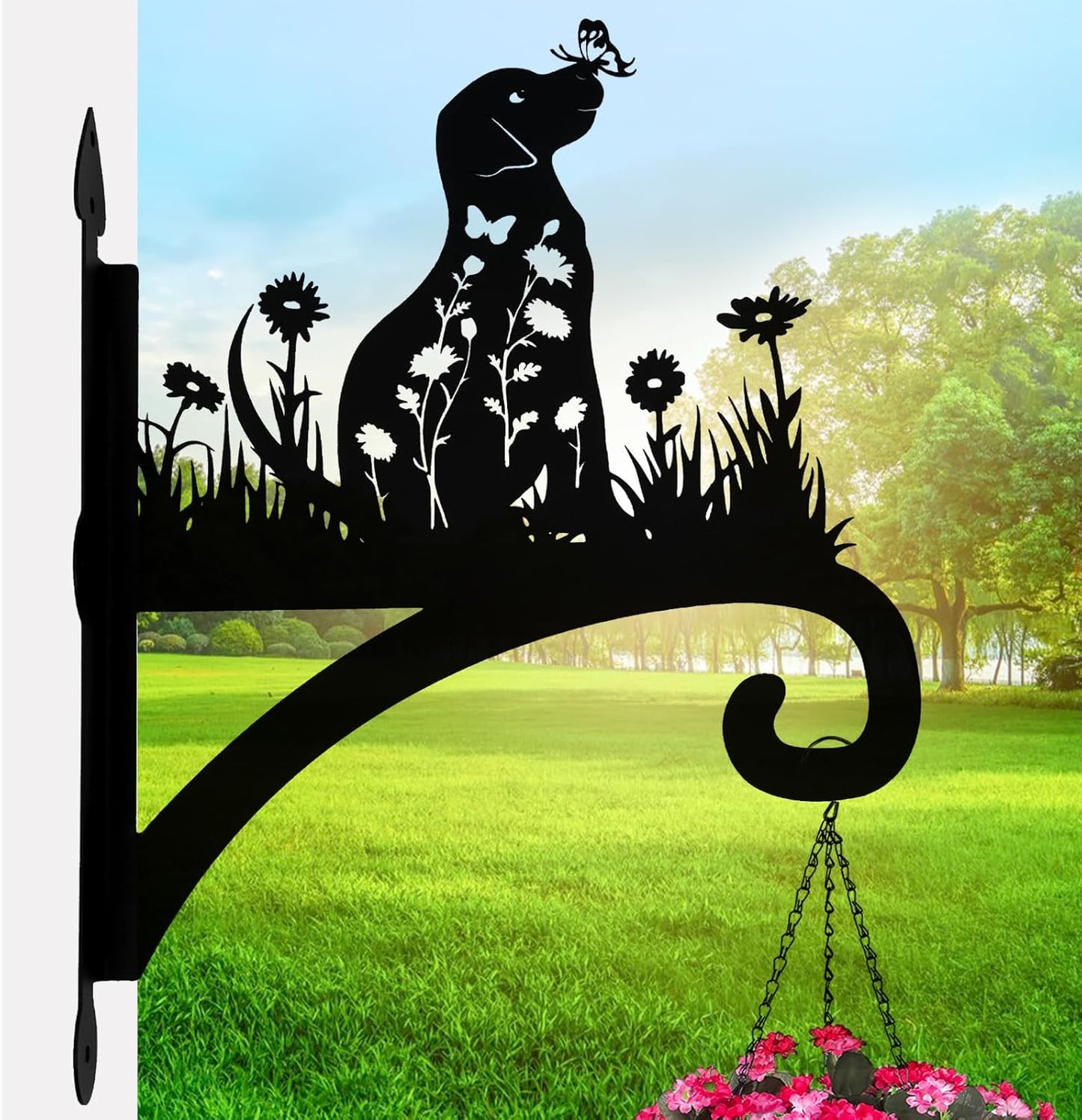 Plant Hangers Outdoor Heavy Duty Iron Decorative Dog Silhouette Plant Hooks for Hanging Baskets 11 inch Hanging Plant Bracket Wall Hooks for Flower Pot Lantern Bird Feeder Wind Chimes
