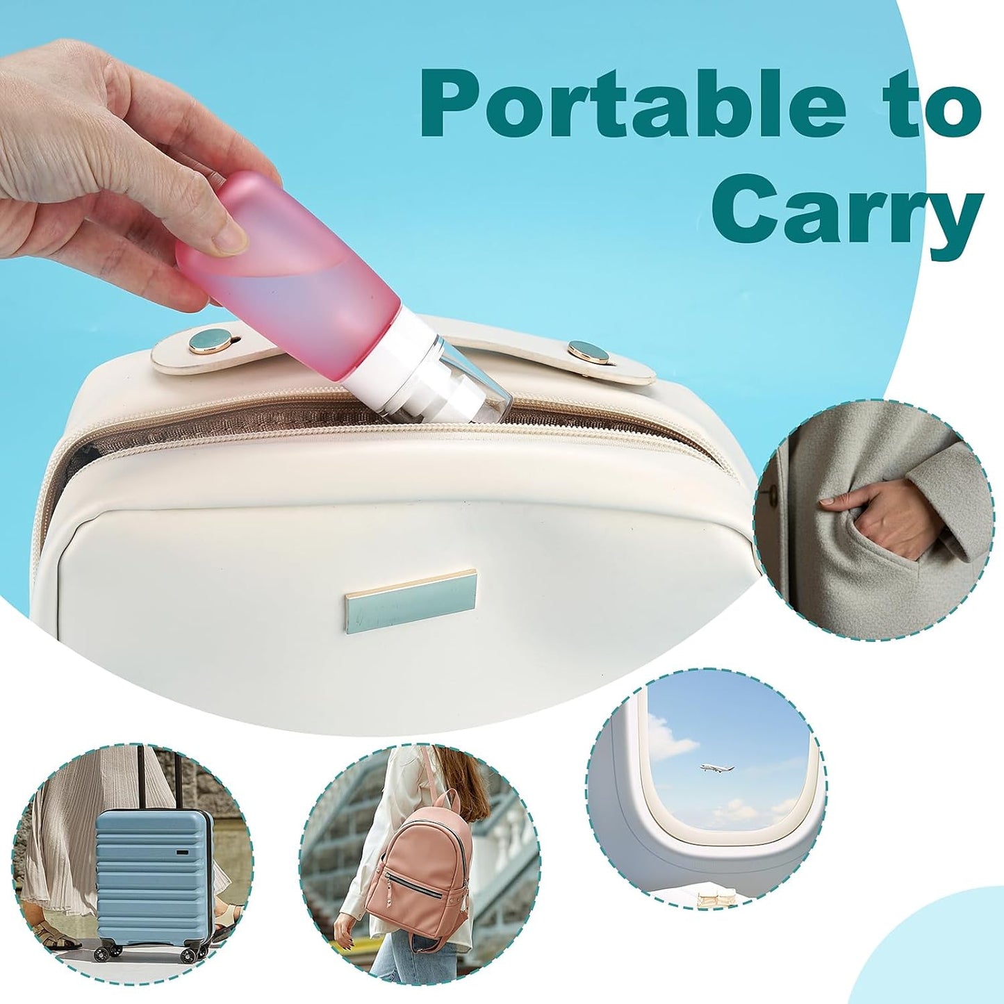 Travel Spray Bottles TSA Approved 3 Pack (2.5oz/75ml) –Leak Proof Fine Mist Refillable Empty Plastic Spray Bottles for Perfume, Essential Oils, Toners, Hair & Face Mist(75 ml)