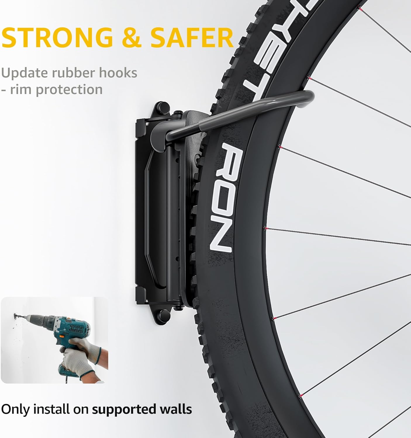 monTEK Swivel Bike Wall Mount – 2 Pack Garage Bike Hanger & Space-Saving Vertical Bike Rack for Garage & Apartment, Sturdy Bike Storage Hook Holds 66 lbs, Easy Installation & Scratch-Proof Design