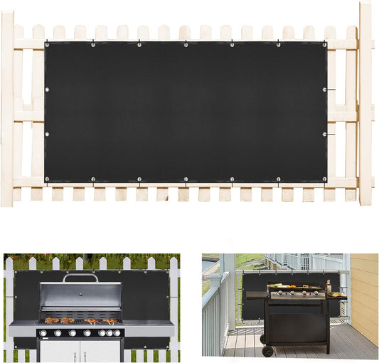 Grill Heat Shield and Deck Protector Mat, Fireproof BBQ Backing Screen for Fence and Railing Heavy Duty Black 3'x10'