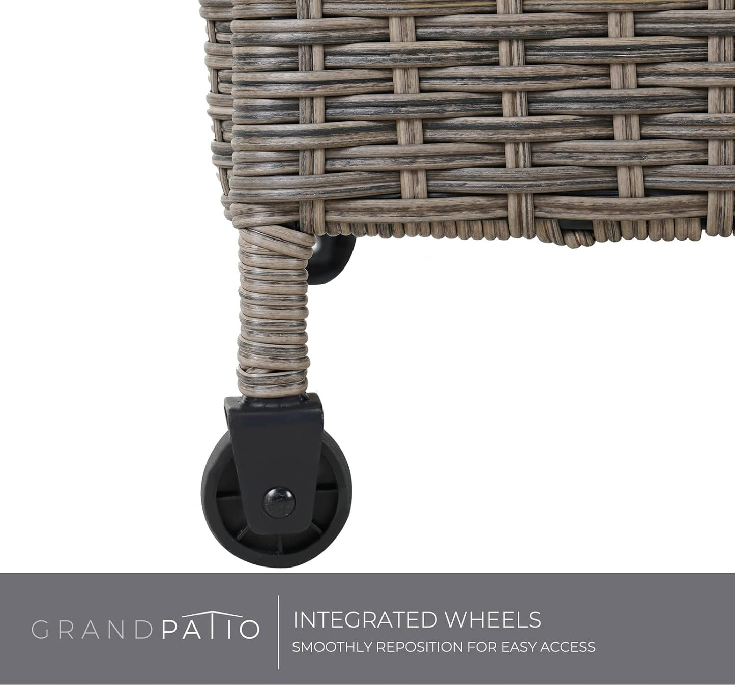 Grand patio 170 Gallon Deck Storage Box Deck Box Outdoor Storage Box Indoor Wicker Storage Bin Patio Storage Box for Patio Furniture Cushions Garden Tools Pool Accessories, Light Brown