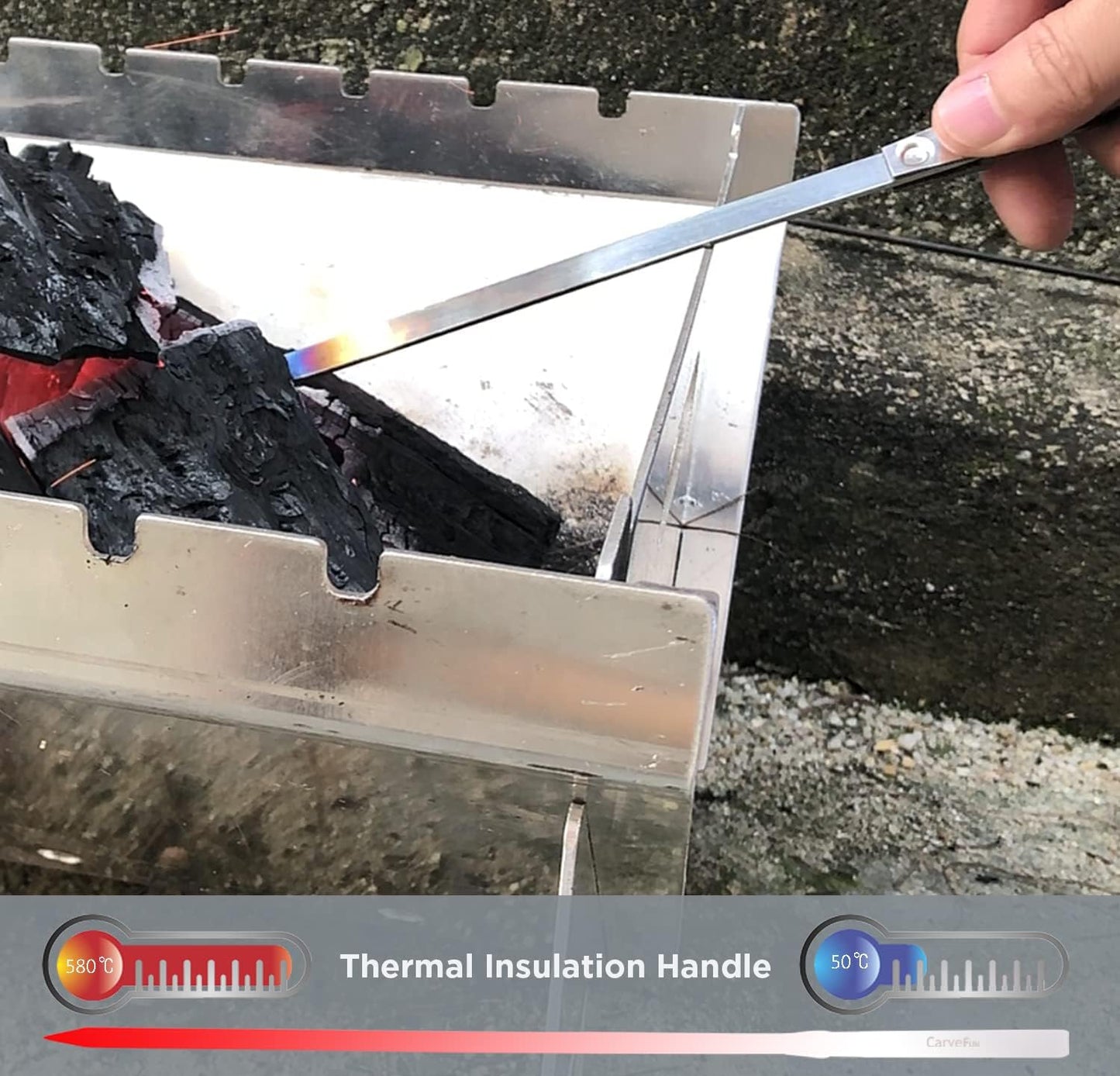 Innovative Thermal Insulation Handle BBQ Skewers Set - 6 Stainless Steel Wide BBQ Kebob Sticks For Grill - Flat Metal With 1 Food Remover Bar - 16.7' Inch Metal Kabob Skewers