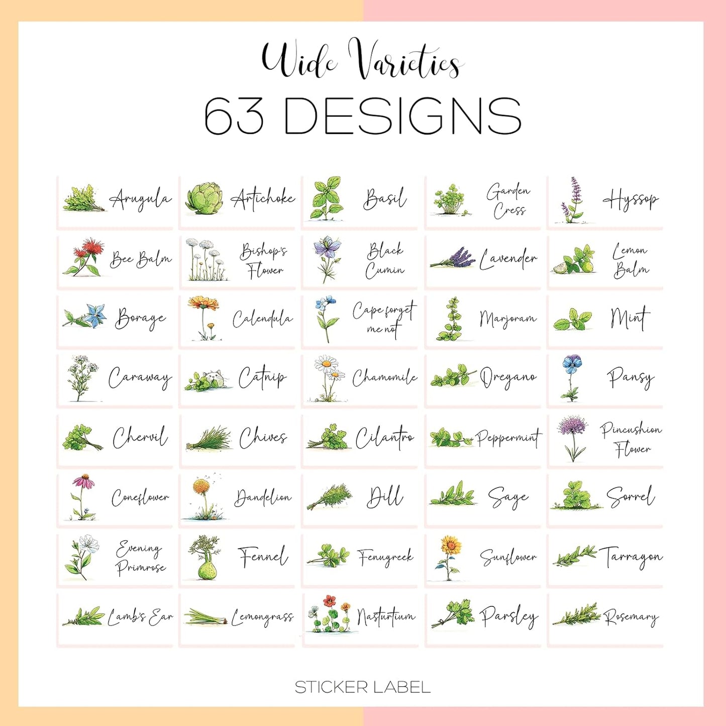 Herb Garden and Vegetable Label Signs - 100 PC Veggie Plastic Markers Stakes Picks Tags with 126 Cute Name Stickers Sign for Indoor Outdoor Potted Planter Planting Seed Nursery Bottle Supplies