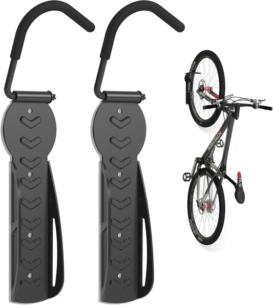 suptek 2 Packs of Vertical Bike Rack Wall Mount - Heavy Duty Garage Bike Hanger for Indoor Storage, Easy to Hang and Detach, Supports Up to 132 lb, BYPA01-2
