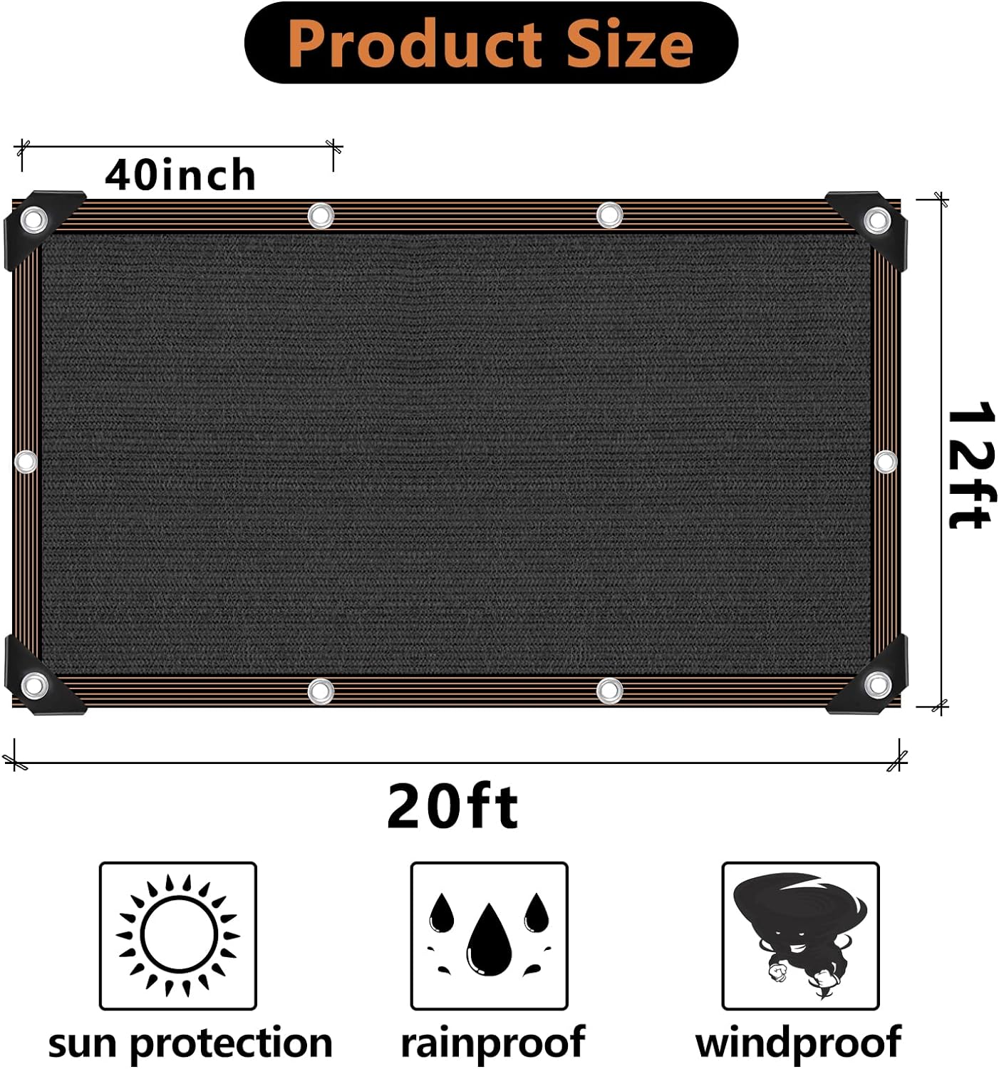 90% Shade Cloth for Garden -12 x 20 FT Durable Mesh Tarp with Grommets, Sunblock Net for Patio for Plants Greenhouse Outdoor Pergola Sun Shade Neting for Chicken Coop Cover