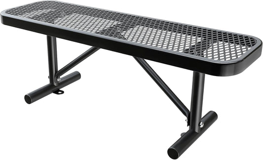 Heavy-Duty Park Bench or Table for Outside - Black Coated Outdoor Furniture Steel Bench, Commercial-Grade Outdoor Benches Weatherproof for Park, Patio, Porch (Black, 4FT (Without Backrest))
