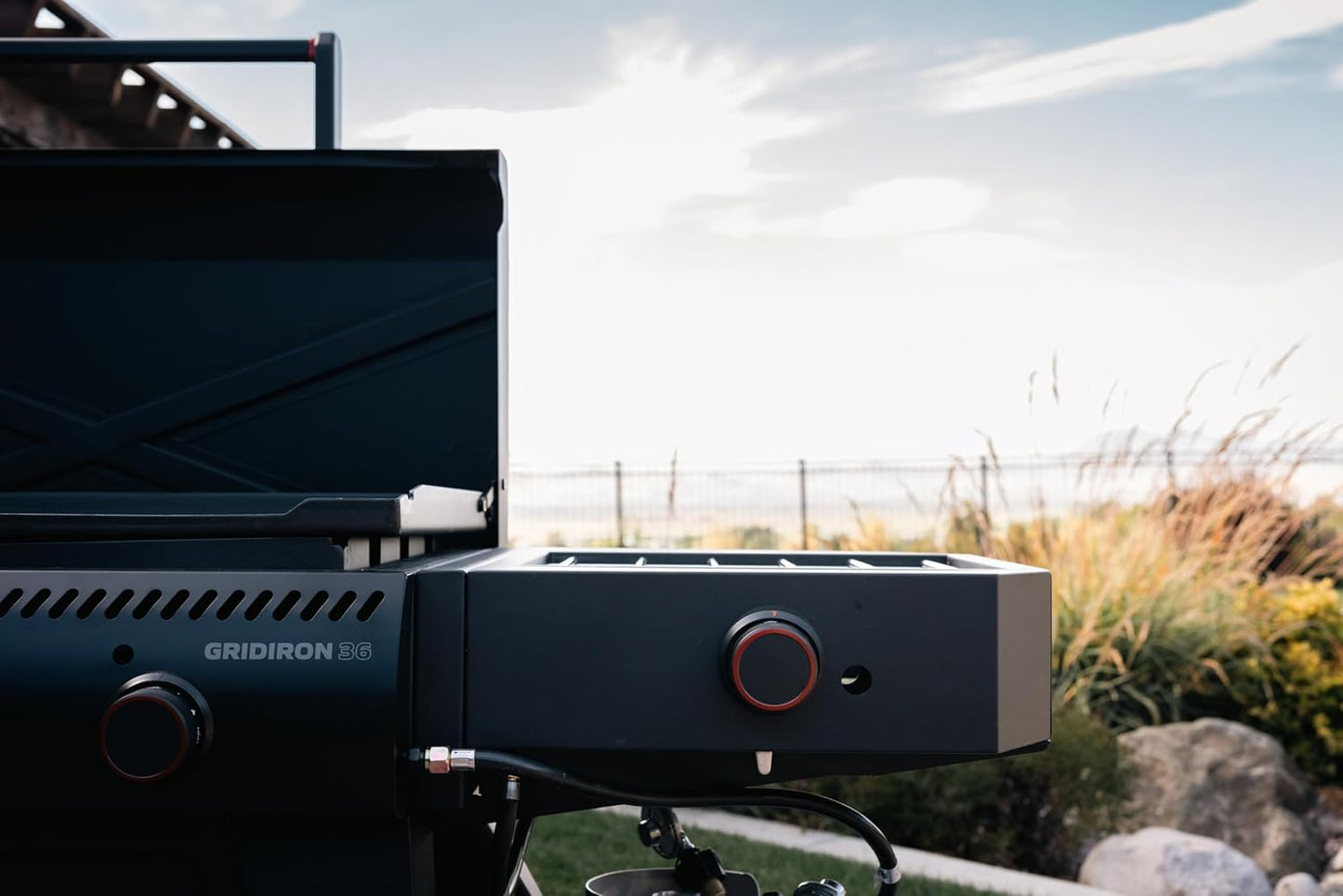 Camp Chef Gridiron Pro- 36" Outdoor Griddle Grill with Side Burner, Flamethrower Ignition & Hinged Lid- Premium 36" Flat Top Grill for Outdoor Cooking