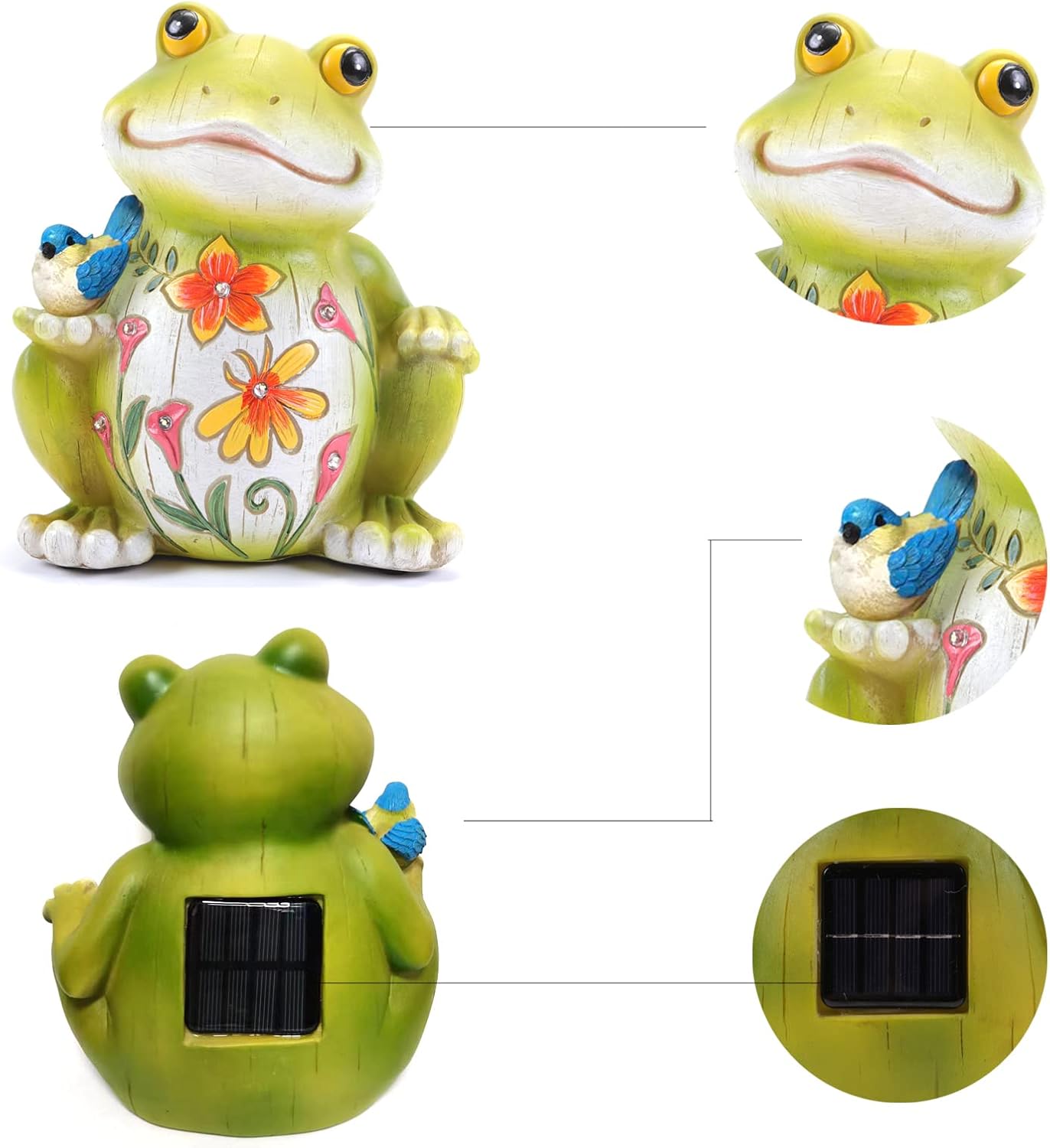 Outdoor Frog Sculptures,Solar Resin Garden Outdoor Statues,Christmas Decorations Frog Gifts Sculptures Decorations for Home Patio,Yard,Lawn, Porch, Ornament