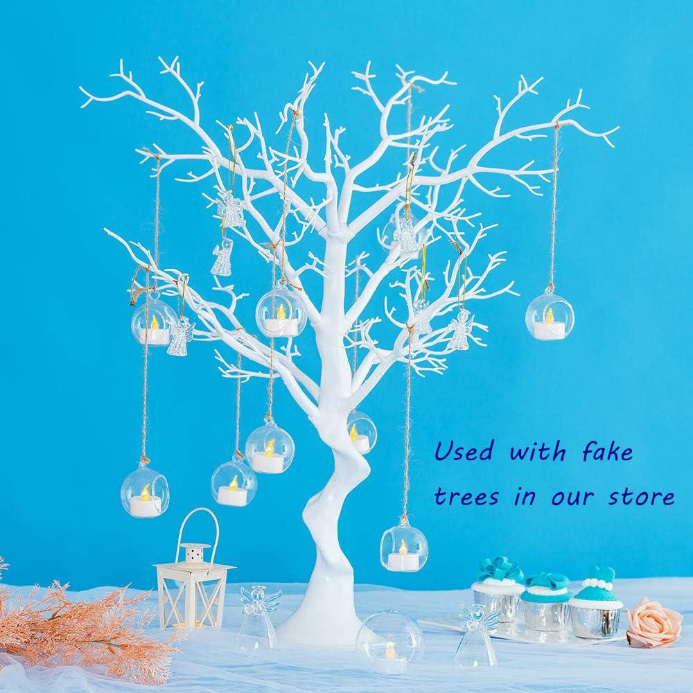 Sziqiqi Hanging Glass Globes Orbs Tea Light Candle Holders with Flameless LED Tealight for Wedding Ornaments, Wedding Birthday Christmas Party Centerpiece Accessory 2.36inch 20pcs +4 Extra