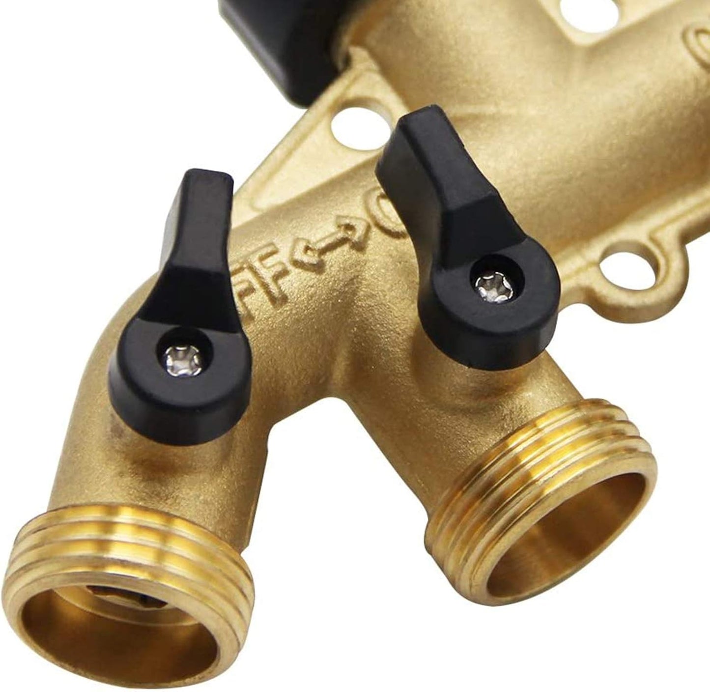 Biswing 4 Way Brass Hose Splitter, 3/4" Brass Hose Faucet Manifold, Garden Hose Adapter Connector, Hose Spigot Adapter with 4 Valves