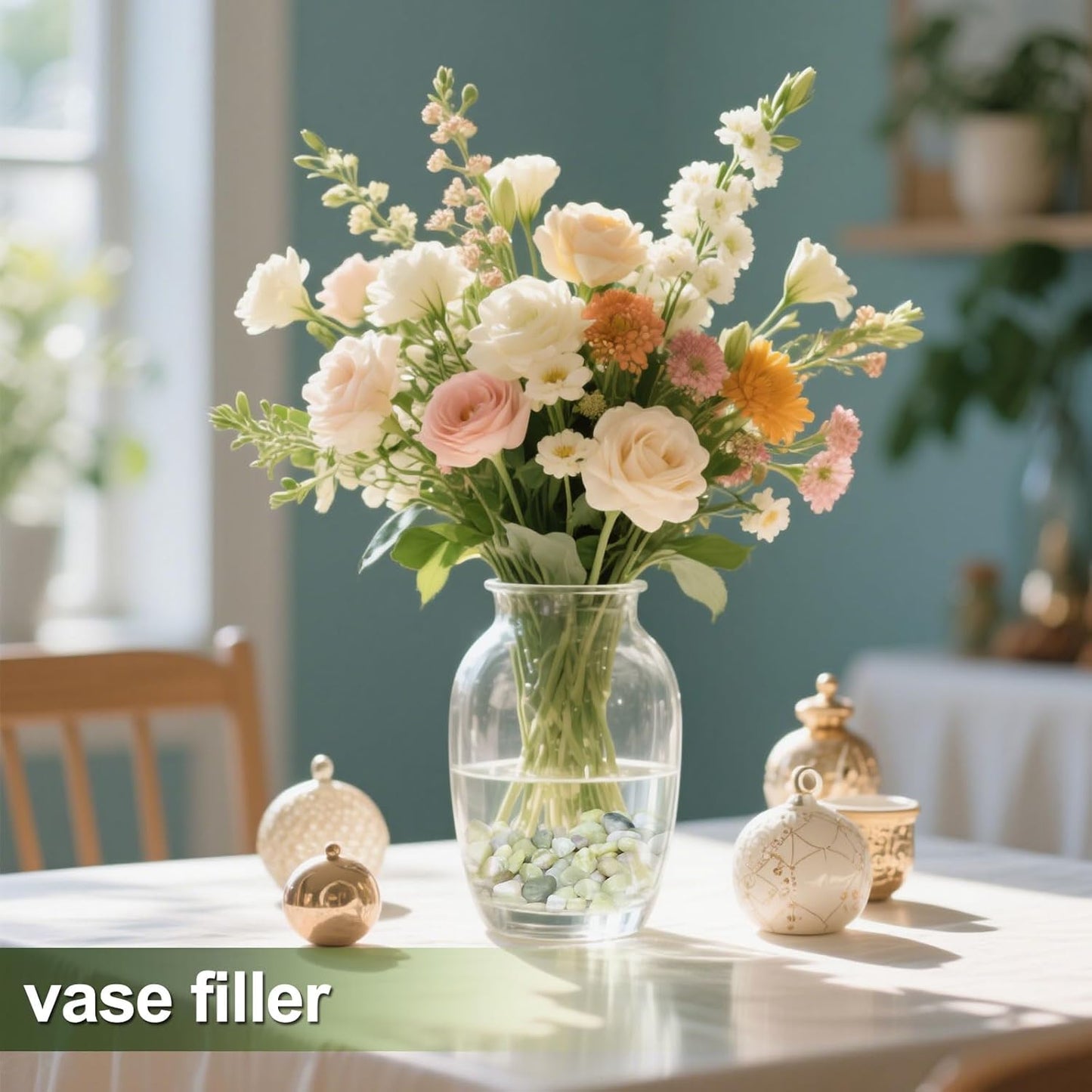 Calofulston 15 lb Small Pebbles for Indoor Plants, 3/8 Inch Decorative Rocks for Lucky Bamboo Plants Pot, Succulent, Vase, Cactus, Landscaping, Polished Jade Rocks for Plants Indoor, Green