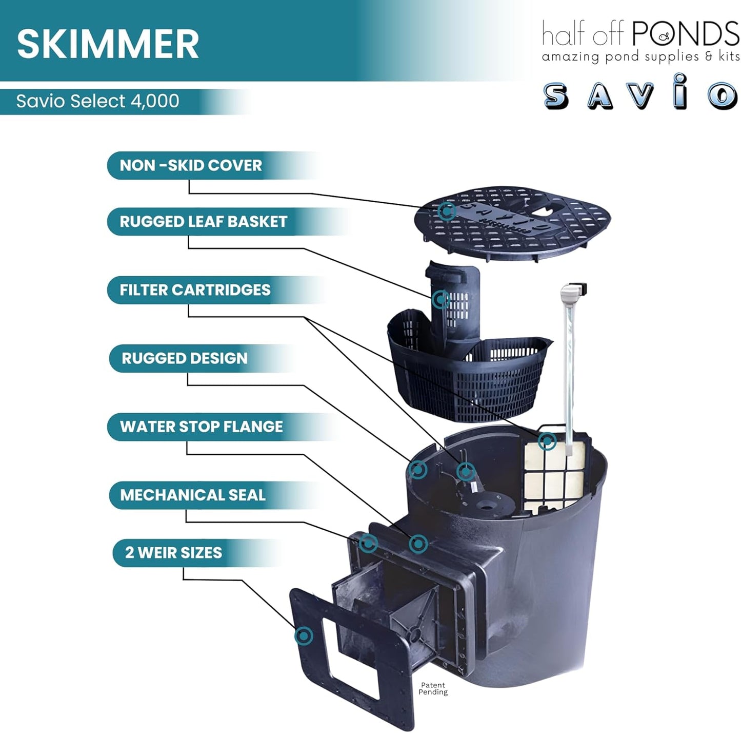 HALF OFF PONDS Savio Select 4,000 GPH Submersible Pump Pond Kit with 20' x 25' EPDM Rubber Pond Liner for Water Garden & Koi Pond