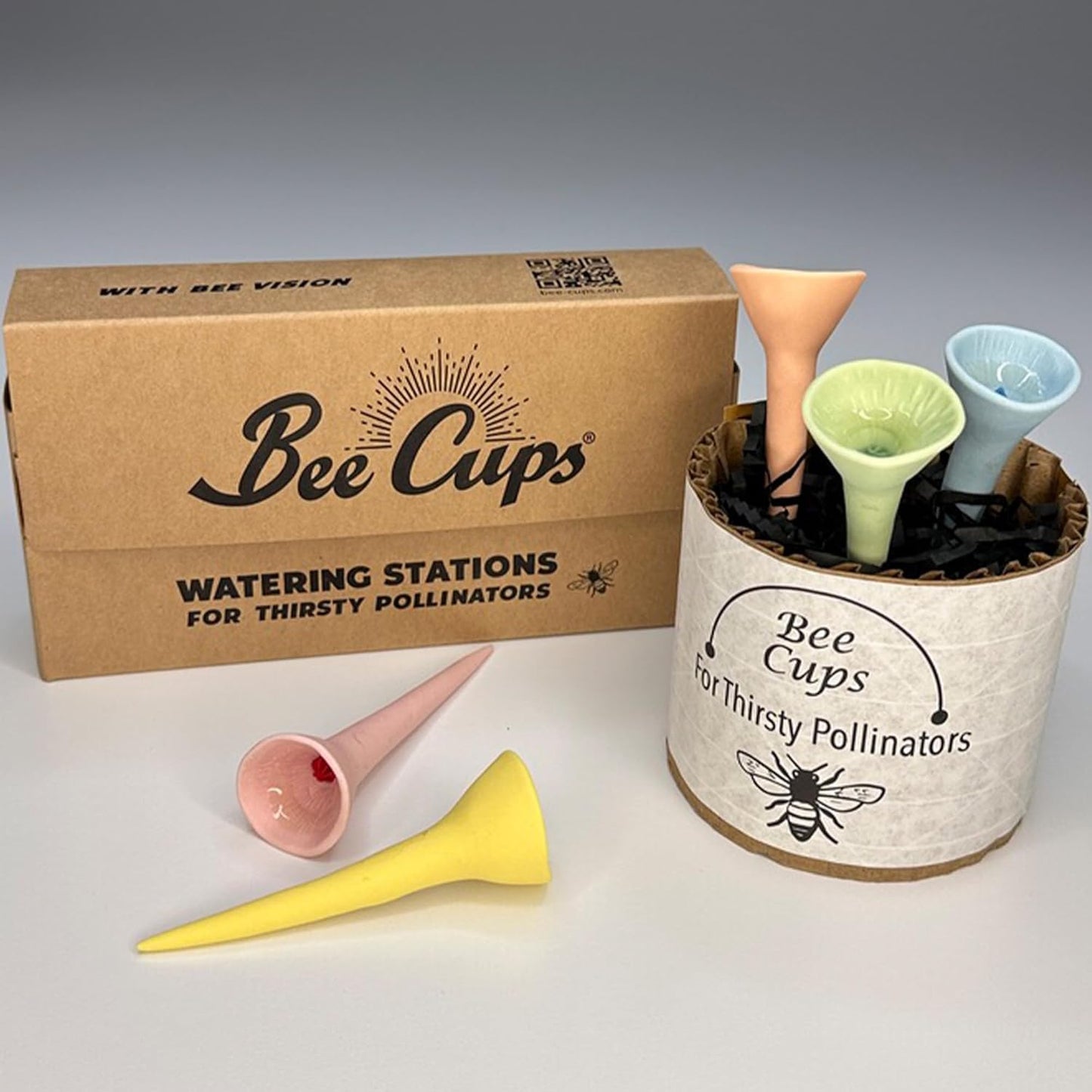 5 Pack, Bee Watering Station, 100% Handmade from Porcelain, Bee and Butterfly Feeder for Garden, Outdoor Feeder For Thirsty Pollinators, Plastic Free, Bee Attracting Glaze (5, Pastel Variety)