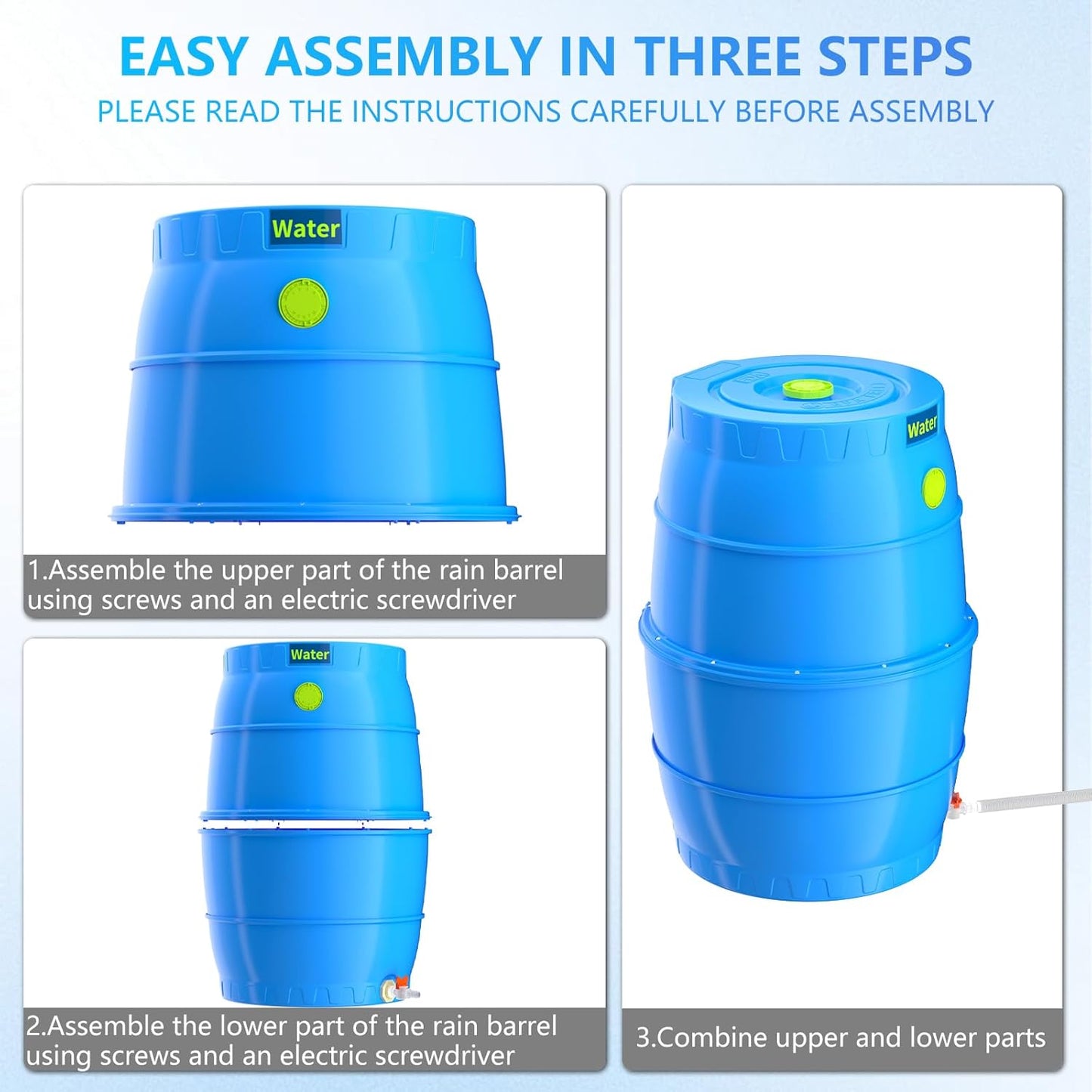 SQUEEZE master 50 Gallon Water Collection Barrel-Drinking Water Storage Barrel with Spigots-Emergency Water Supply System