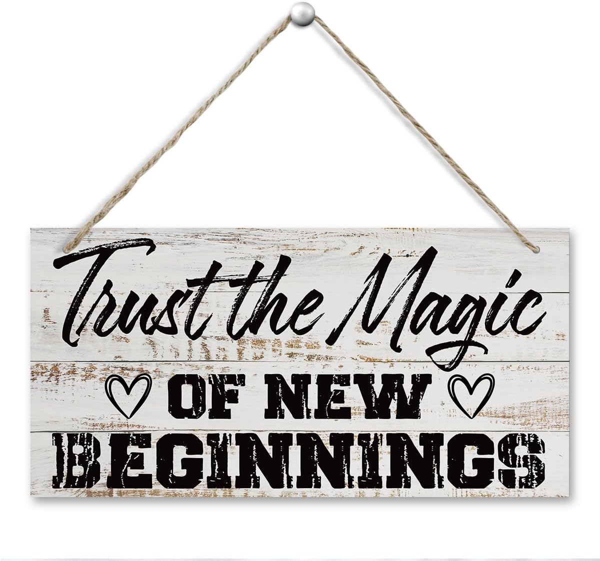 Inspirational Quote Wood Signs, Trust the Magic of New Beginning Sign, New Beginnings Gift, New Beginnings Gifts for Women, Housewarming Gift, Rustic Wooden Plaques Sign, 11.8 * 5.9 Inch
